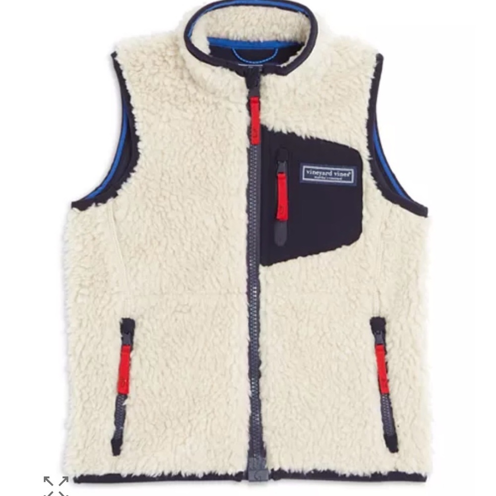 Vineyard Vines Navy and Cream Fleece Vest